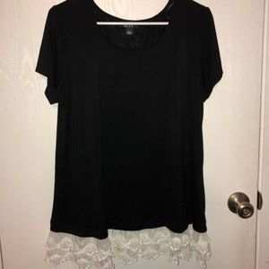 Black shirt with lace detail at the bottom